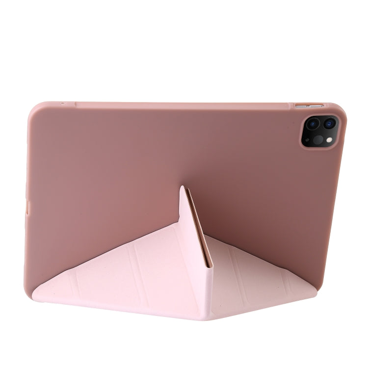 For iPad Pro 13 2024 TPU Deformation Flip Leather Tablet Case with Holder(Rose Gold)