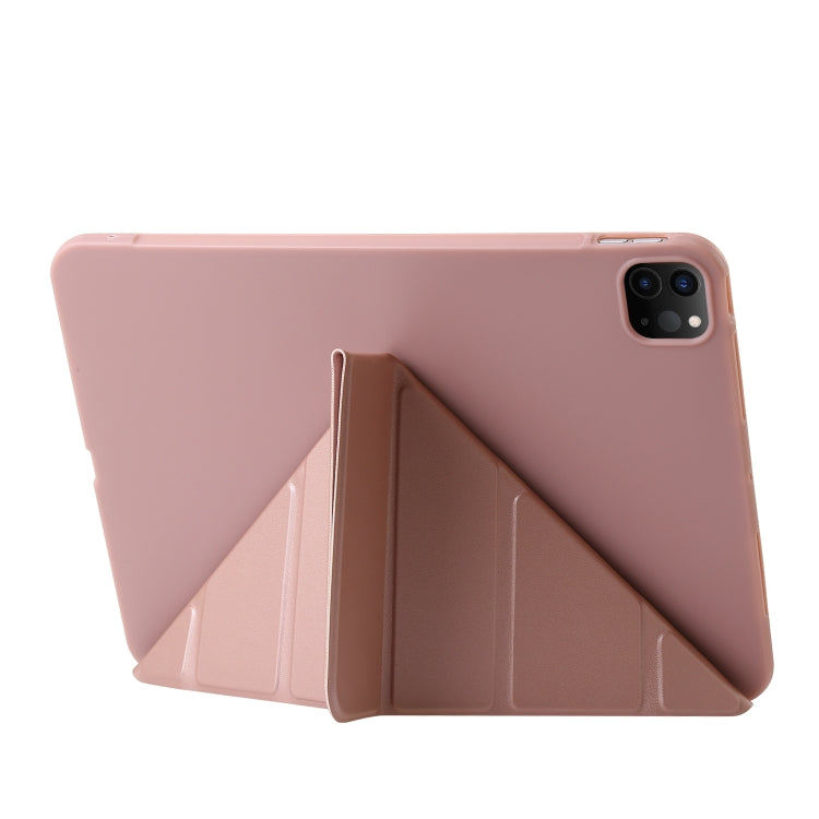 For iPad Pro 13 2024 TPU Deformation Flip Leather Tablet Case with Holder(Rose Gold)