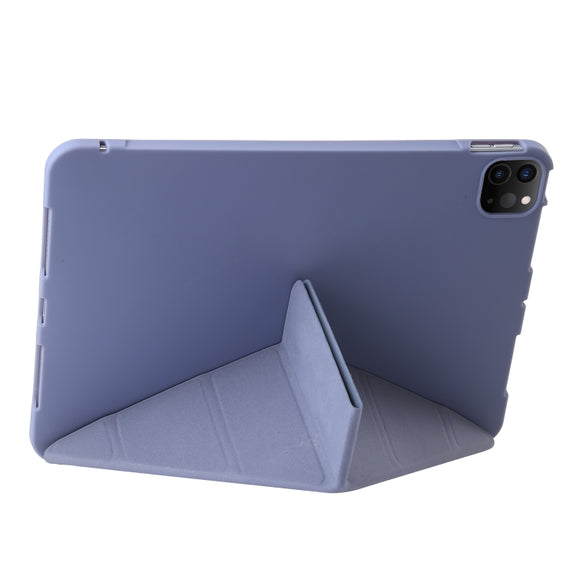 For iPad Pro 13 2024 TPU Deformation Flip Leather Tablet Case with Holder(Purple)