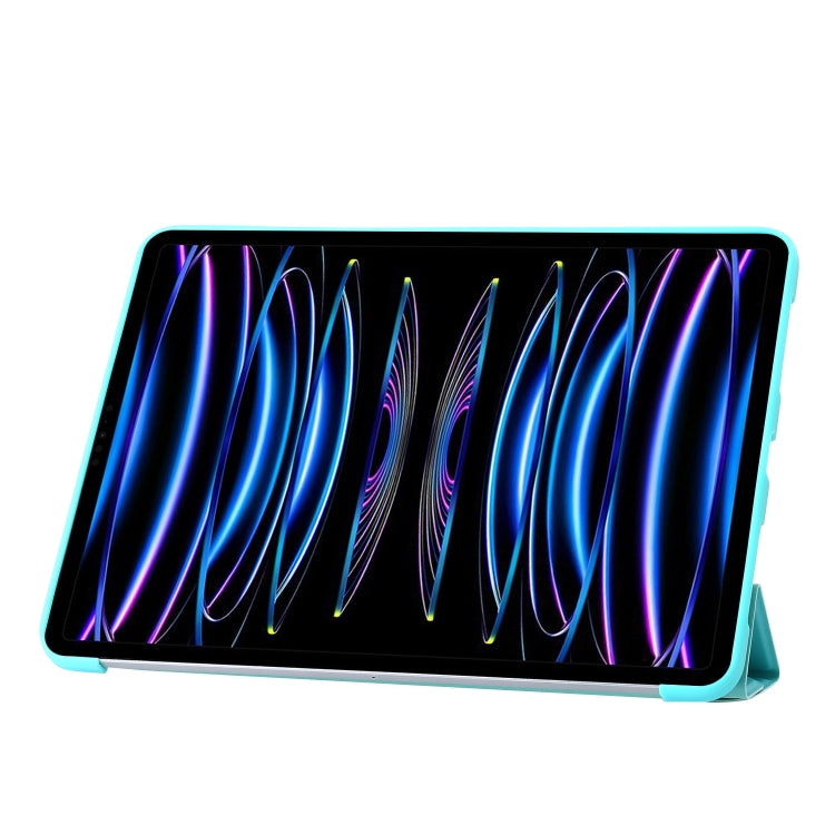 For iPad Pro 13 2024 TPU Deformation Flip Leather Tablet Case with Holder(Mint Blue)