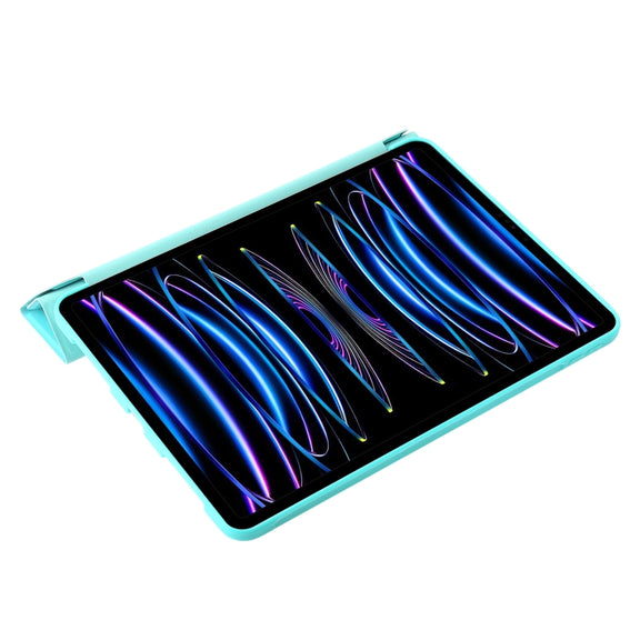 For iPad Pro 13 2024 TPU Deformation Flip Leather Tablet Case with Holder(Mint Blue)