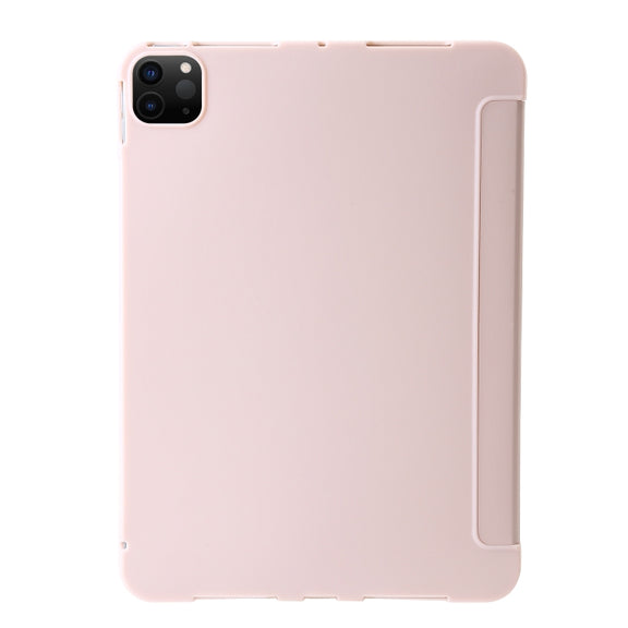 For iPad Pro 13 2024 TPU Deformation Flip Leather Tablet Case with Holder(Light Pink)