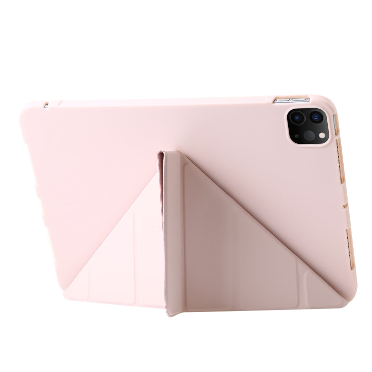 For iPad Pro 13 2024 TPU Deformation Flip Leather Tablet Case with Holder(Light Pink)