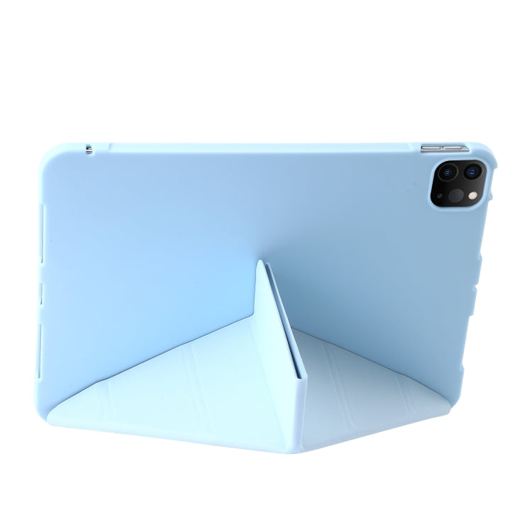 For iPad Pro 13 2024 TPU Deformation Flip Leather Tablet Case with Holder(Sky Blue)