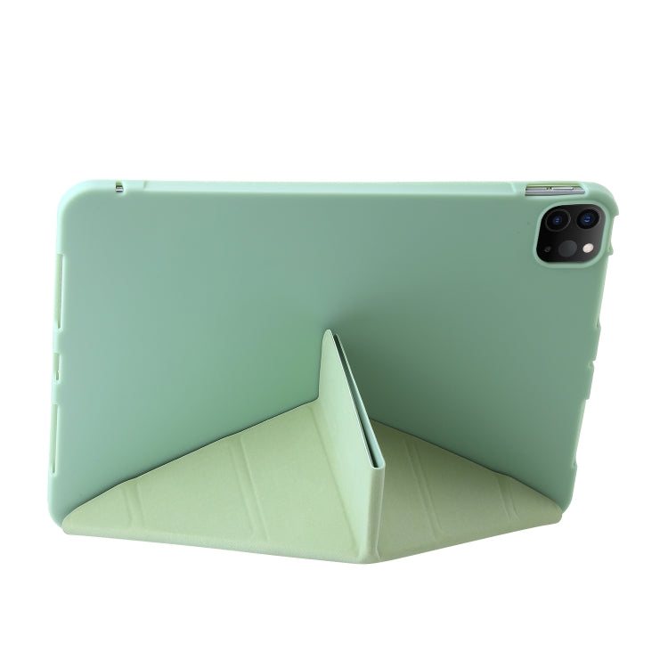 For iPad Pro 13 2024 TPU Deformation Flip Leather Tablet Case with Holder(Mint Green)