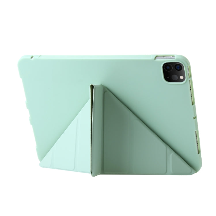 For iPad Pro 13 2024 TPU Deformation Flip Leather Tablet Case with Holder(Mint Green)
