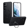 For Samsung Galaxy S25+ 5G Double Ring MagSafe Holder Carbon Fibre Phone Case(Black) - Galaxy S25+ 5G Cases by PMC Jewellery | Online Shopping South Africa | PMC Jewellery | Buy Now Pay Later Mobicred