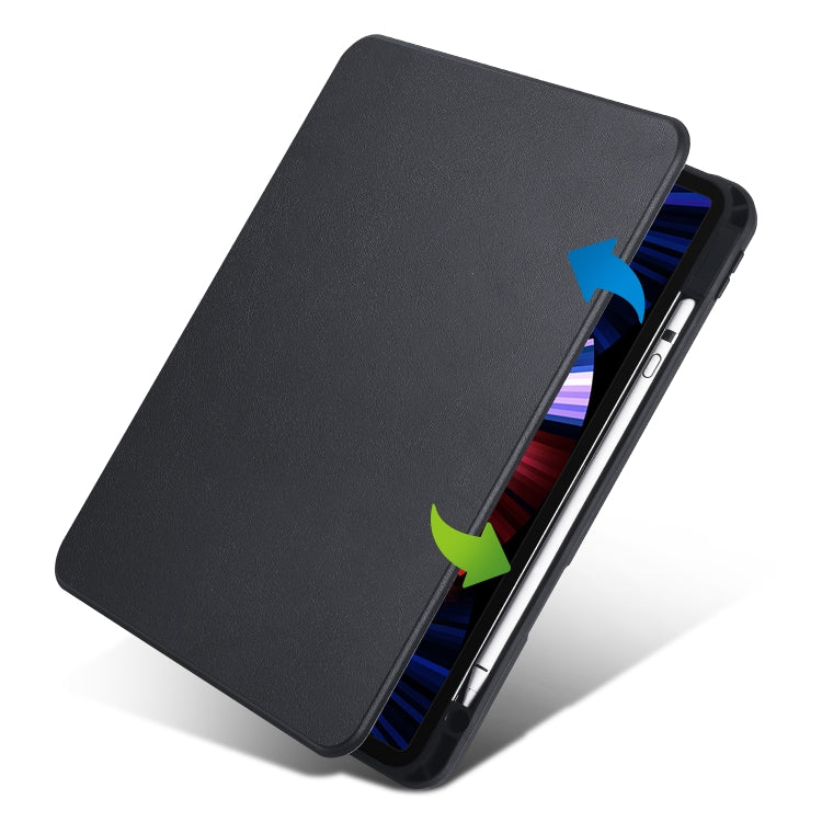 For iPad Air 11 2024 Acrylic 360 Degree Rotation Holder Leather Tablet Case(Black)