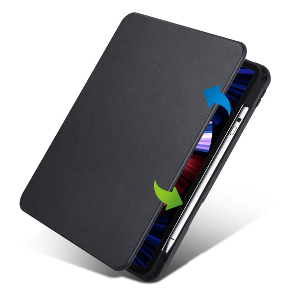 For iPad Air 11 2024 Acrylic 360 Degree Rotation Holder Leather Tablet Case(Black)