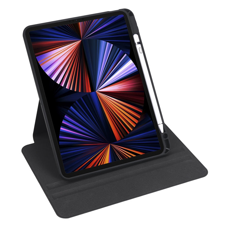 For iPad Air 11 2024 Acrylic 360 Degree Rotation Holder Leather Tablet Case(Black)