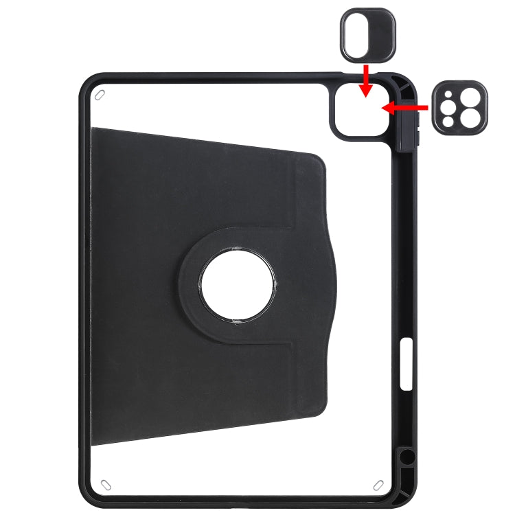 For iPad Air 11 2024 Acrylic 360 Degree Rotation Holder Leather Tablet Case(Black)