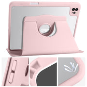 For iPad Air 11 2024 Acrylic 360 Degree Rotation Holder Leather Tablet Case(Sand Pink)