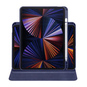 For iPad Air 11 2025 / 2024 Acrylic 360 Degree Rotation Holder Leather Tablet Case(Dark Blue)