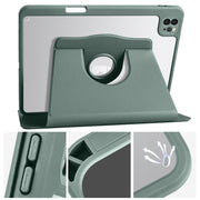 For iPad Air 11 2025 / 2024 Acrylic 360 Degree Rotation Holder Leather Tablet Case(Pine Green)