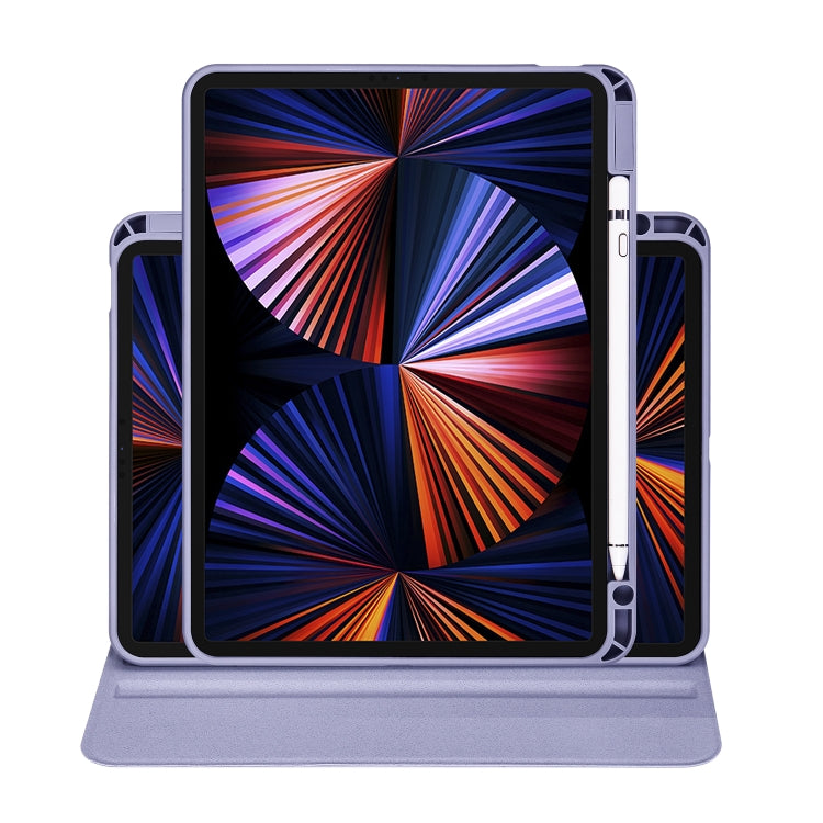 For iPad Air 11 2025 / 2024 Acrylic 360 Degree Rotation Holder Leather Tablet Case(Lavender Purple)