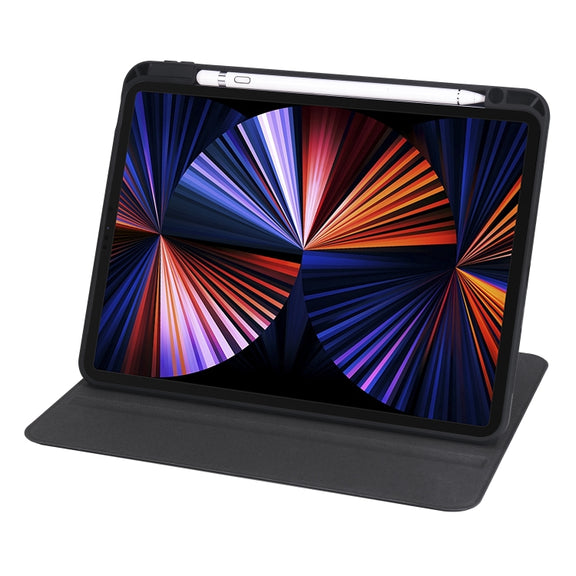 For iPad Air 13 2024 Acrylic 360 Degree Rotation Holder Leather Tablet Case(Black)