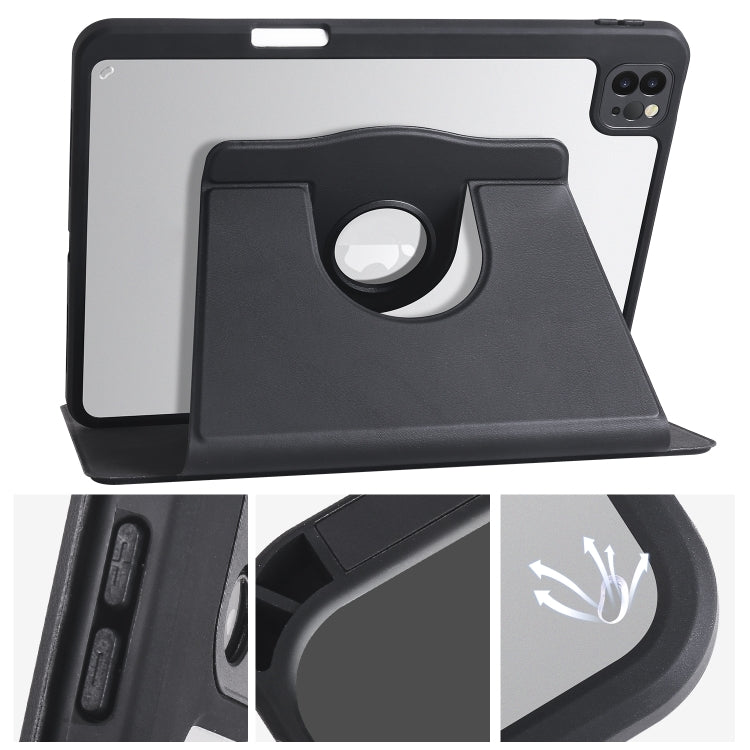 For iPad Air 13 2024 Acrylic 360 Degree Rotation Holder Leather Tablet Case(Black)