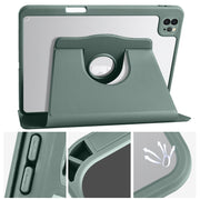 For iPad Air 13 2025 / 2024 Acrylic 360 Degree Rotation Holder Leather Tablet Case(Pine Green)