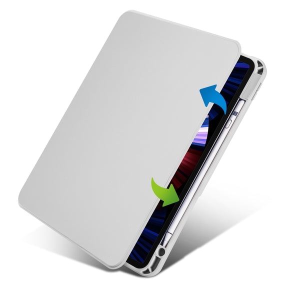 For iPad Air 13 2025 / 2024 Acrylic 360 Degree Rotation Holder Leather Tablet Case(Fog Grey)
