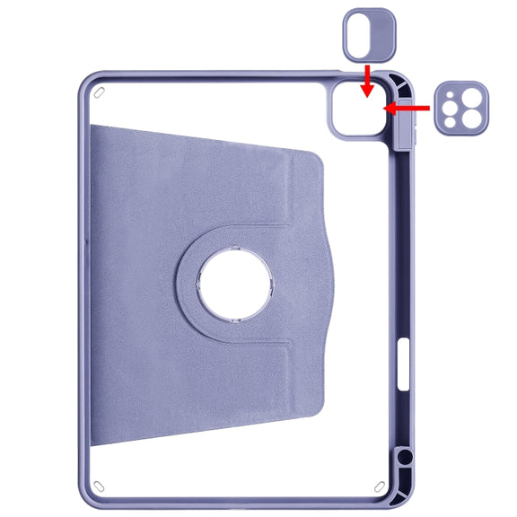 For iPad Air 13 2025 / 2024 Acrylic 360 Degree Rotation Holder Leather Tablet Case(Lavender Purple)