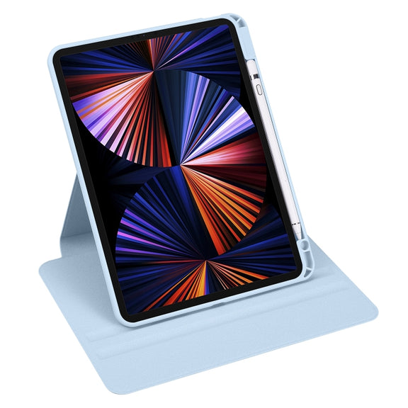 For iPad Pro 11 2024 Acrylic 360 Degree Rotation Holder Leather Tablet Case(Ice Blue)