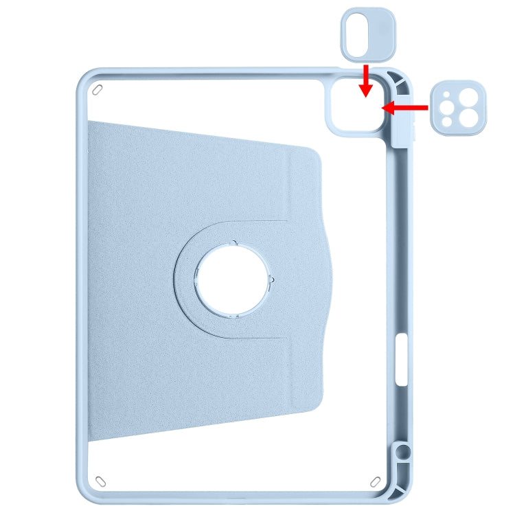 For iPad Pro 11 2024 Acrylic 360 Degree Rotation Holder Leather Tablet Case(Ice Blue)