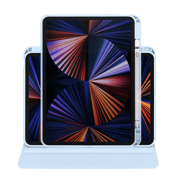 For iPad Pro 11 2024 Acrylic 360 Degree Rotation Holder Leather Tablet Case(Ice Blue)