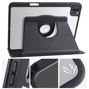 For iPad Pro 11 2024 Acrylic 360 Degree Rotation Holder Leather Tablet Case(Black)