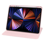 For iPad Pro 11 2024 Acrylic 360 Degree Rotation Holder Leather Tablet Case(Sand Pink)
