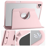 For iPad Pro 11 2024 Acrylic 360 Degree Rotation Holder Leather Tablet Case(Sand Pink)