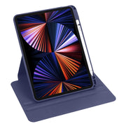 For iPad Pro 11 2024 Acrylic 360 Degree Rotation Holder Leather Tablet Case(Dark Blue)