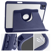 For iPad Pro 11 2024 Acrylic 360 Degree Rotation Holder Leather Tablet Case(Dark Blue)