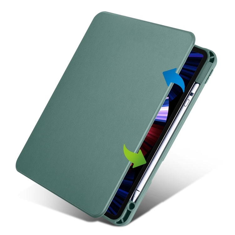 For iPad Pro 11 2024 Acrylic 360 Degree Rotation Holder Leather Tablet Case(Pine Green)
