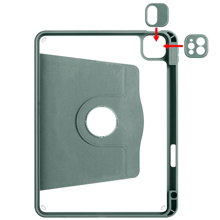 For iPad Pro 11 2024 Acrylic 360 Degree Rotation Holder Leather Tablet Case(Pine Green)