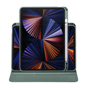 For iPad Pro 11 2024 Acrylic 360 Degree Rotation Holder Leather Tablet Case(Pine Green)