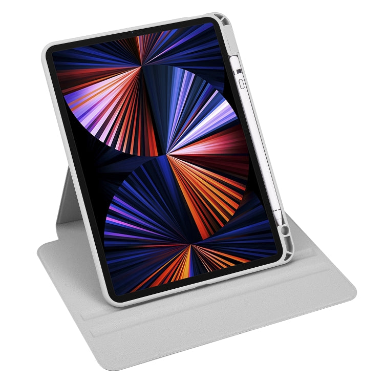 For iPad Pro 11 2024 Acrylic 360 Degree Rotation Holder Leather Tablet Case(Fog Grey)