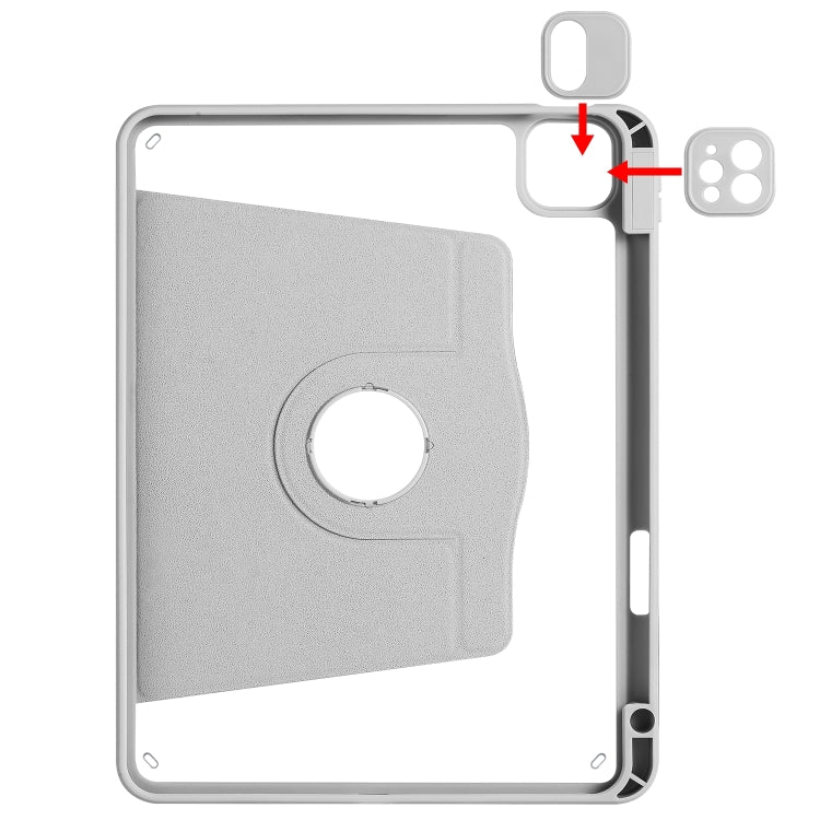 For iPad Pro 11 2024 Acrylic 360 Degree Rotation Holder Leather Tablet Case(Fog Grey)