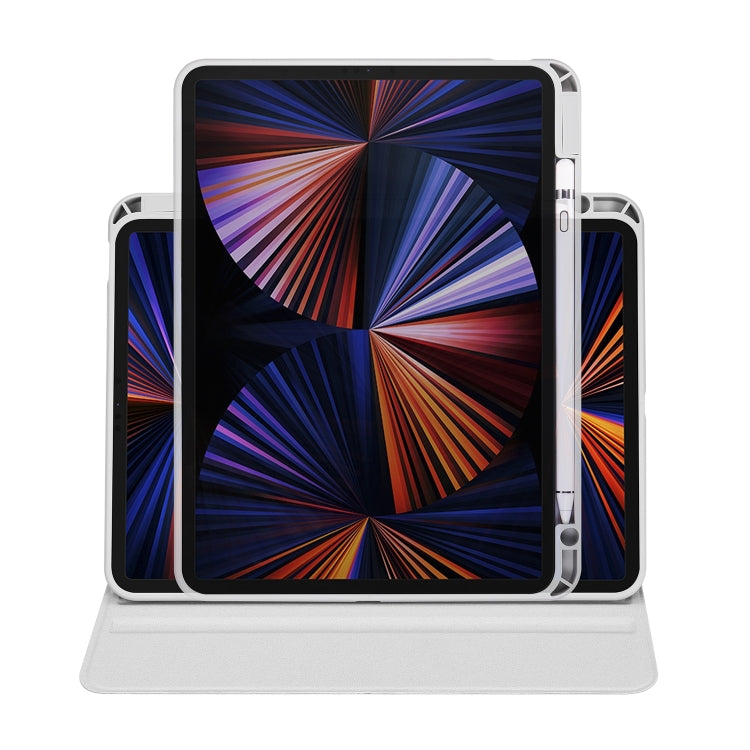 For iPad Pro 11 2024 Acrylic 360 Degree Rotation Holder Leather Tablet Case(Fog Grey)