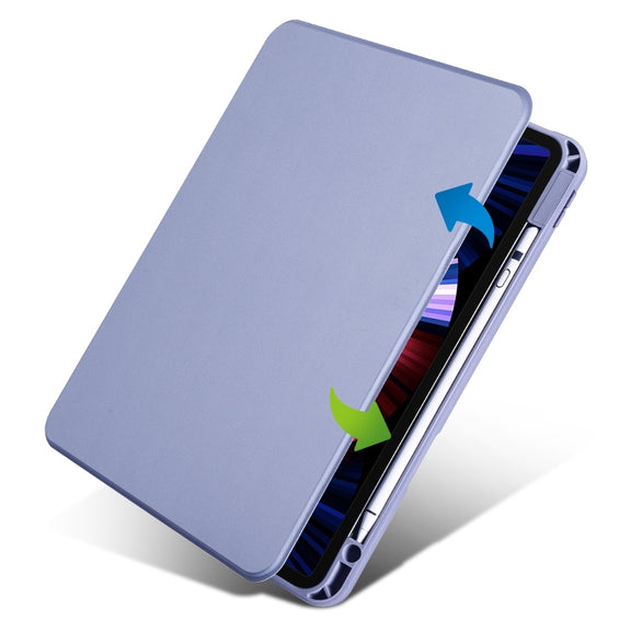 For iPad Pro 11 2024 Acrylic 360 Degree Rotation Holder Leather Tablet Case(Lavender Purple)