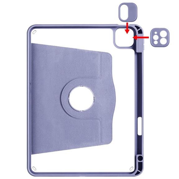 For iPad Pro 11 2024 Acrylic 360 Degree Rotation Holder Leather Tablet Case(Lavender Purple)