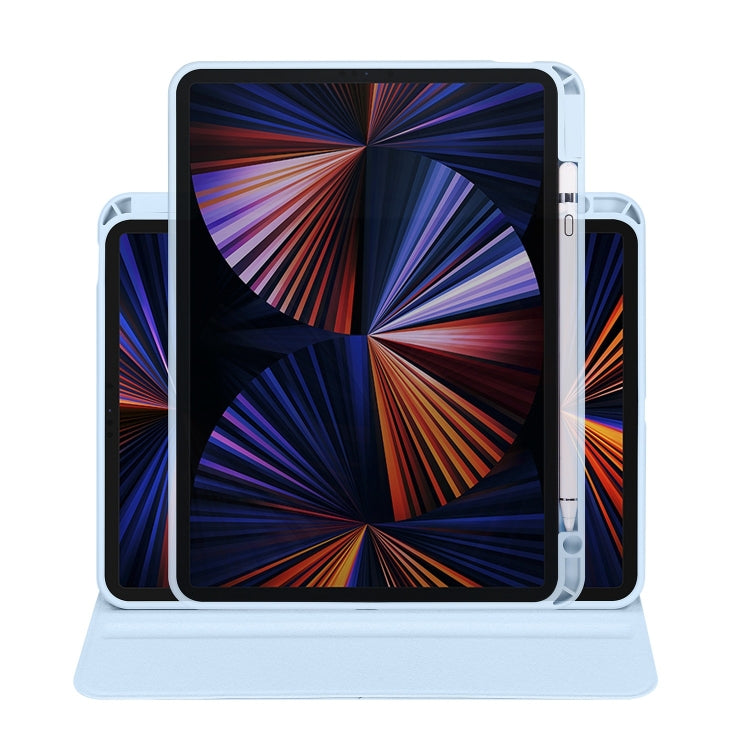 For iPad Pro 13 2024 Acrylic 360 Degree Rotation Holder Leather Tablet Case(Ice Blue)