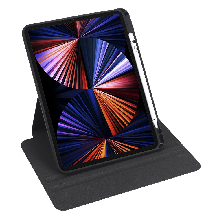 For iPad Pro 13 2024 Acrylic 360 Degree Rotation Holder Leather Tablet Case(Black)