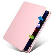 For iPad Pro 13 2024 Acrylic 360 Degree Rotation Holder Leather Tablet Case(Sand Pink)