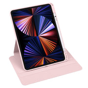 For iPad Pro 13 2024 Acrylic 360 Degree Rotation Holder Leather Tablet Case(Sand Pink)