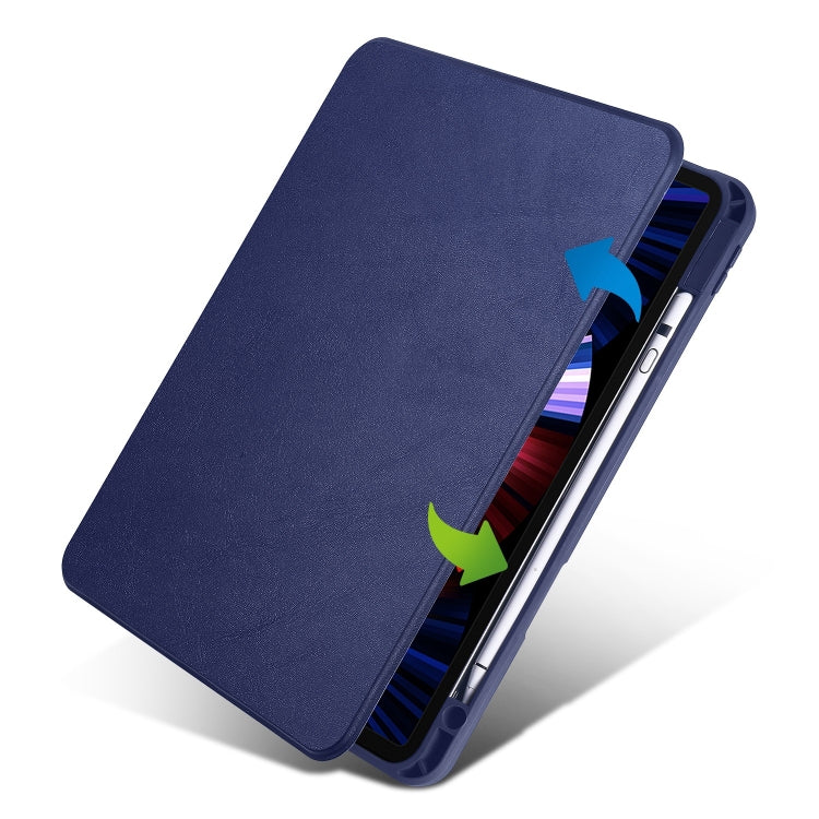 For iPad Pro 13 2024 Acrylic 360 Degree Rotation Holder Leather Tablet Case(Dark Blue)