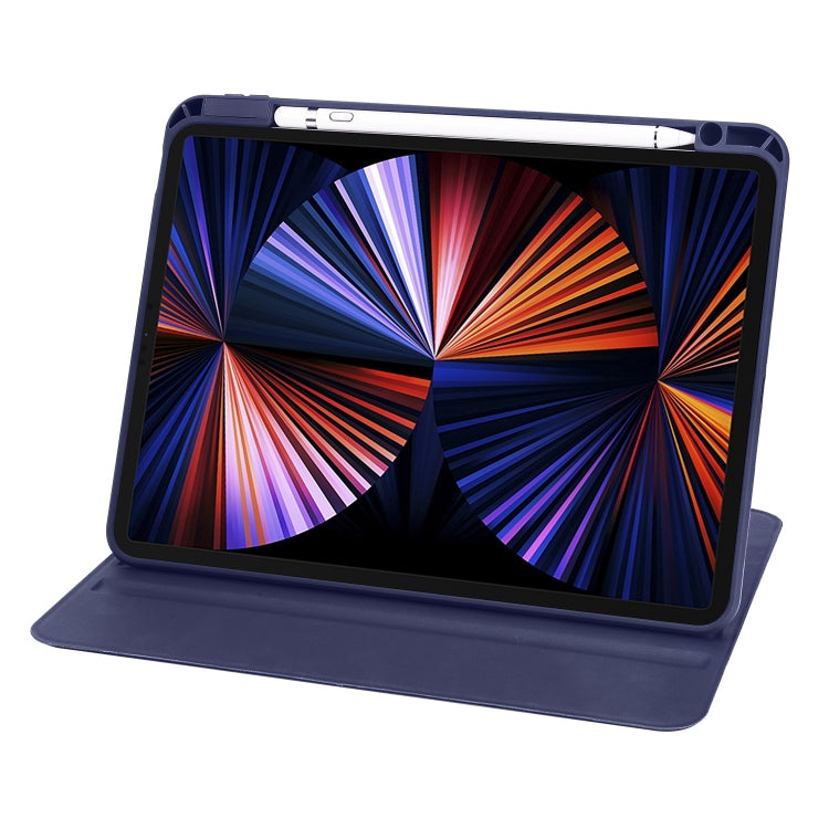 For iPad Pro 13 2024 Acrylic 360 Degree Rotation Holder Leather Tablet Case(Dark Blue)