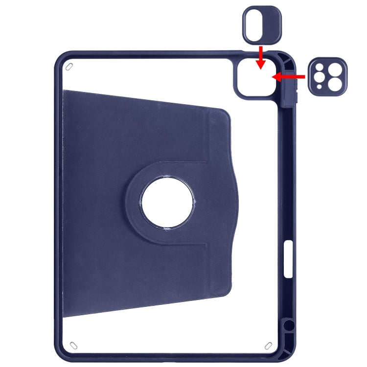 For iPad Pro 13 2024 Acrylic 360 Degree Rotation Holder Leather Tablet Case(Dark Blue)