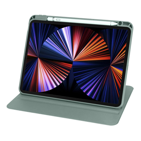 For iPad Pro 13 2024 Acrylic 360 Degree Rotation Holder Leather Tablet Case(Pine Green)