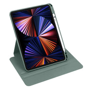For iPad Pro 13 2024 Acrylic 360 Degree Rotation Holder Leather Tablet Case(Pine Green)