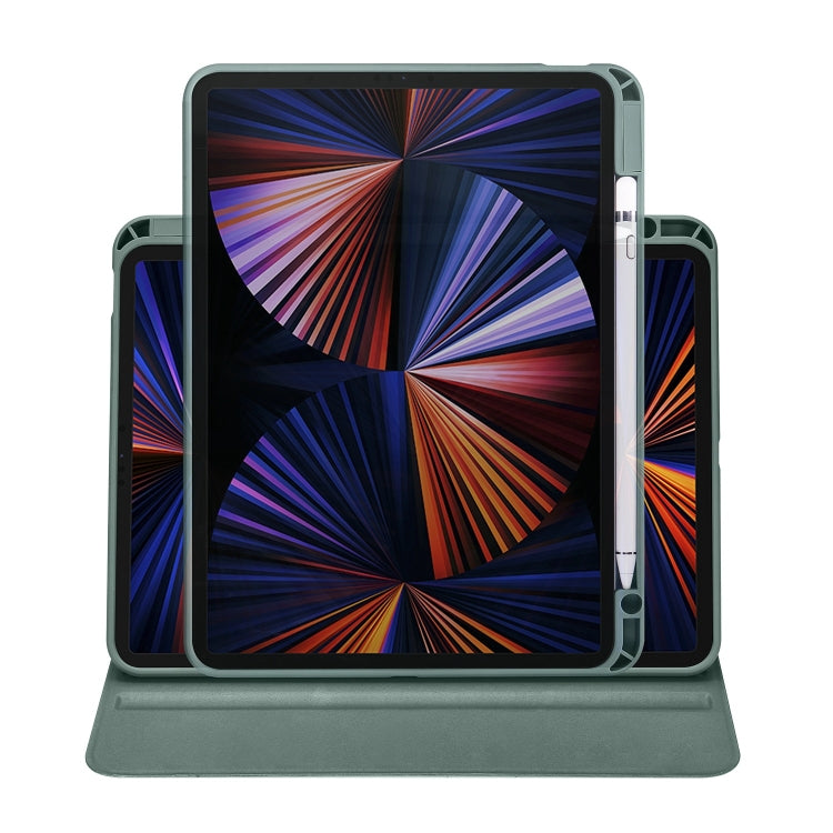 For iPad Pro 13 2024 Acrylic 360 Degree Rotation Holder Leather Tablet Case(Pine Green)